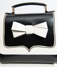 Load image into Gallery viewer, Black & White Bow Leatherette Purse