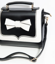 Load image into Gallery viewer, Black & White Bow Leatherette Purse