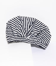 Load image into Gallery viewer, Vintage Style Black & White Stripe Print Shower Cap