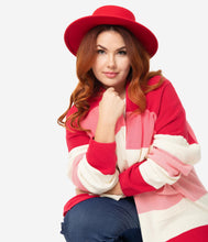 Load image into Gallery viewer, Plus Size Red & Pink Striped Love Is In The Air Open Cardigan