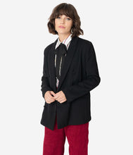 Load image into Gallery viewer, 1980s Style Black Double Breasted Long Sleeve Blazer