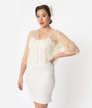 Load image into Gallery viewer, 1920s Ivory Three Quarter Sleeve Sequin Bolero
