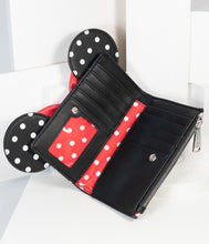 Load image into Gallery viewer, Loungefly Black Polka Dot Leatherette Minnie Mouse Wallet