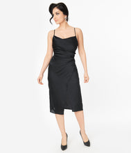 Load image into Gallery viewer, 1920s Black Spaghetti Strap Slip Dress