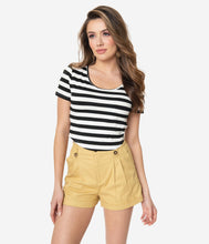 Load image into Gallery viewer, Mustard Yellow Pleated High Waist Shorts