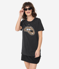 Load image into Gallery viewer, Black Leopard Lips Distressed Graphic Tee