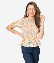 Load image into Gallery viewer, Multicolor Floral Smocked Crop Top