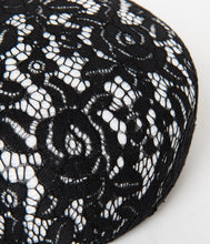 Load image into Gallery viewer, Unique Vintage White & Black Lace Pillbox Hat