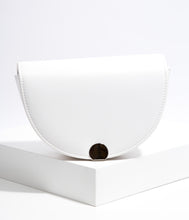 Load image into Gallery viewer, White Leatherette Beaded Strap Crossbody Purse