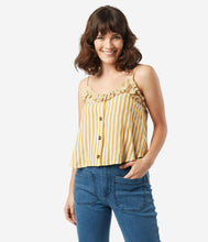 Load image into Gallery viewer, Retro Style Mustard & Ivory Stripe Summer Crop Top
