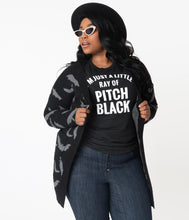 Load image into Gallery viewer, Plus Size Black & Grey Bats Open Long Cardigan