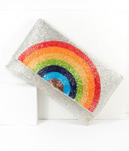 Load image into Gallery viewer, Silver Beaded Rainbow Clutch
