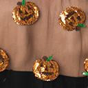 Load image into Gallery viewer, Black Mesh & Orange Sequin Capelet