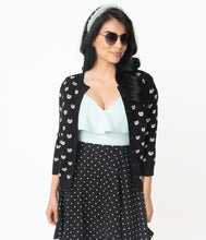 Load image into Gallery viewer, Black & White Cat Pattern Knit Cardigan
