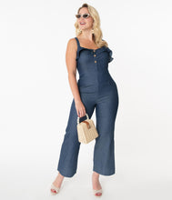 Load image into Gallery viewer, Dark Denim Cropped Jumpsuit