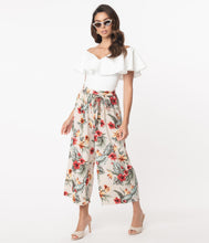 Load image into Gallery viewer, Retro Style Tropical Print Wide Leg Culotte