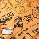 Load image into Gallery viewer, Retro Orange Halloween Print Bow Blouse