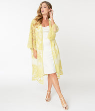 Load image into Gallery viewer, 1920s Style Daffodil Yellow Crochet Lace Kimono