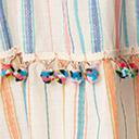 Load image into Gallery viewer, Cream & Multicolor Stripe Pom Pom Fit & Flare Dress