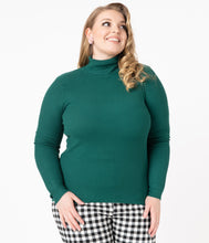 Load image into Gallery viewer, Hell Bunny Plus Size Dark Green Turtleneck Spiros Top