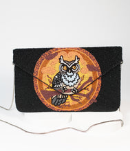 Load image into Gallery viewer, Halloween Owl Beaded Envelope Clutch
