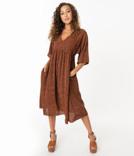 Load image into Gallery viewer, Vintage Style Leopard Print Casual Midi Dress