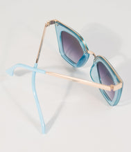 Load image into Gallery viewer, Retro Style Light Blue & Gold Cat Eye Sunglasses