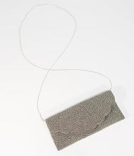 Load image into Gallery viewer, Gunmetal & Silver Beaded Envelope Clutch