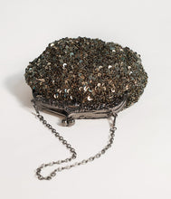 Load image into Gallery viewer, Unique Vintage Deco Style Black & Gold Sequin & Beaded Clutch