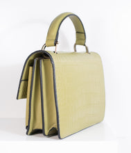 Load image into Gallery viewer, Green-Yellow Leatherette Reptile Embossed Handbag