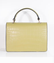Load image into Gallery viewer, Green-Yellow Leatherette Reptile Embossed Handbag