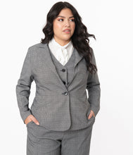 Load image into Gallery viewer, Unique Vintage Plus Size Grey Glen Check Jagger Suit Jacket