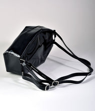 Load image into Gallery viewer, Black Vinyl Monster Collage Coffin Backpack