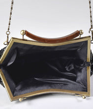 Load image into Gallery viewer, Unique Vintage 1920s Style Black Peacock Sequin Flapper Handbag