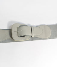Load image into Gallery viewer, Retro Style Silver Grey Leatherette Elastic Cinch Belt