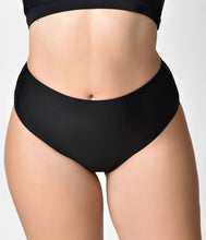 Load image into Gallery viewer, Unique Vintage Plus Size Black High Leg Daphne Swim Bottoms
