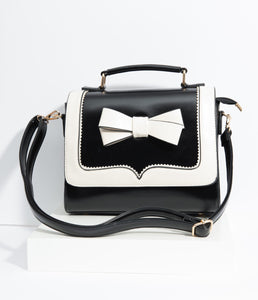 Black & White Bow Leatherette Purse