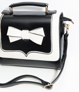Black & White Bow Leatherette Purse