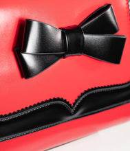 Load image into Gallery viewer, Red &amp; Black Bow Leatherette Purse
