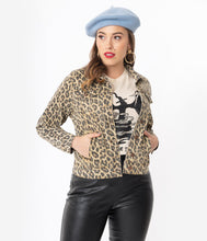 Load image into Gallery viewer, Leopard Print Denim Jacket
