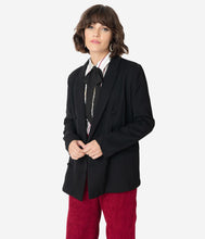Load image into Gallery viewer, 1980s Style Black Double Breasted Long Sleeve Blazer

