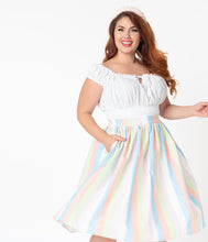 Load image into Gallery viewer, Bettie Page Plus Size 1950s Sorbet Striped Ellie Swing Skirt

