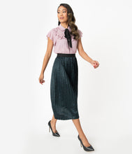 Load image into Gallery viewer, Teal Animal Print Pleated Skirt
