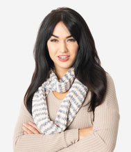 Load image into Gallery viewer, Silver Grey &amp; Beige Plush Knit Infinity Scarf
