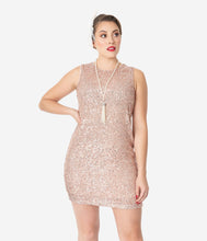 Load image into Gallery viewer, Blush Pink Sequin Sleeveless Shift Dress
