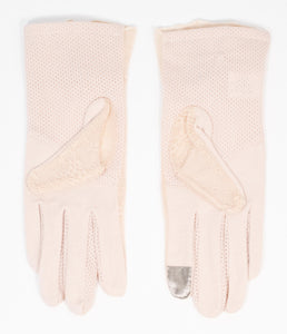 Beige Lace & Floral Accent Gloves