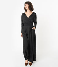 Load image into Gallery viewer, Retro Style Black Long Sleeve Maxi Dress
