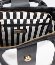 Load image into Gallery viewer, Lola Ramona Black &amp; White Stripe Leatherette Vivi Adored Handbag

