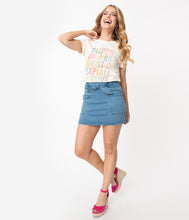 Load image into Gallery viewer, Retro Style Denim Bow Mini Skirt
