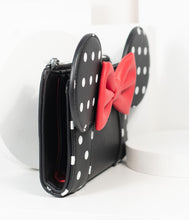 Load image into Gallery viewer, Loungefly Black Polka Dot Leatherette Minnie Mouse Wallet
